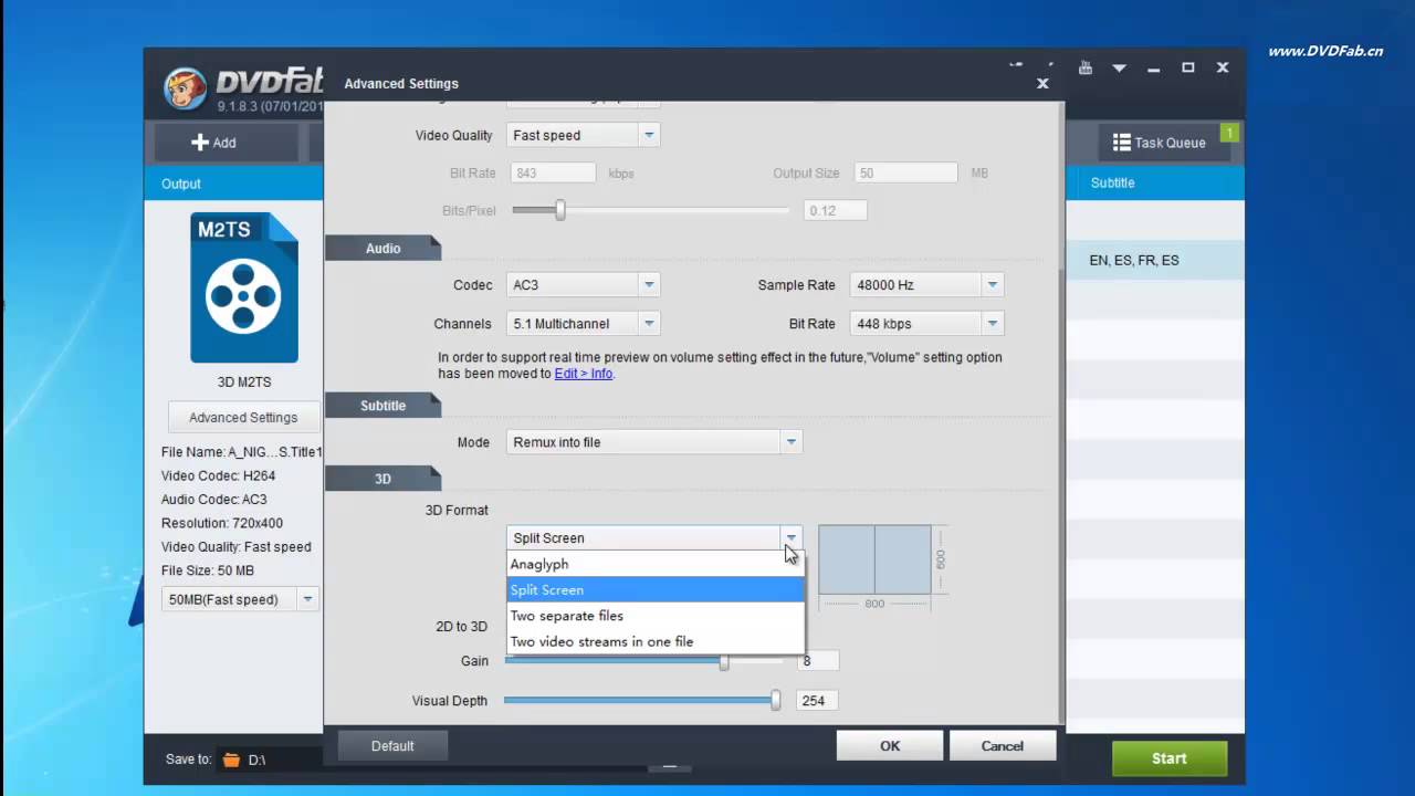 How to rip DVD to 3D M2TS with DVDFab