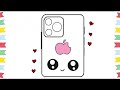 How to draw a Mobile phone | Girls phone drawing | Pink color phone