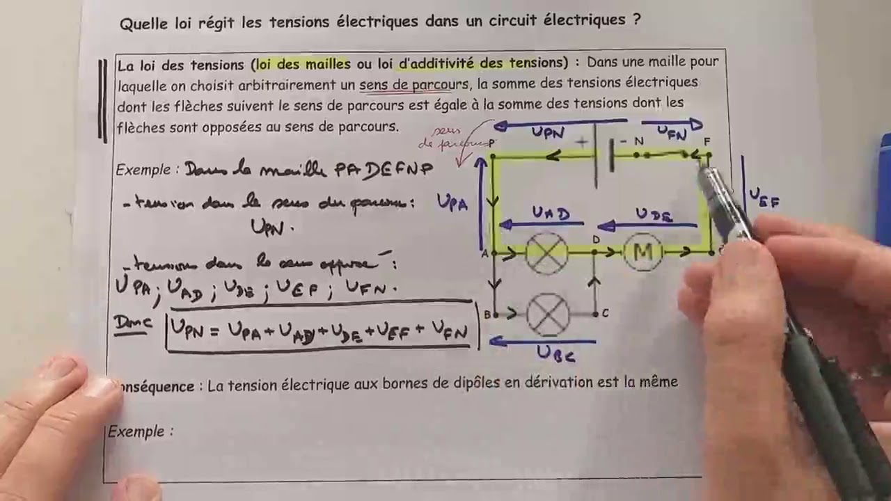 Vidéo11-Quelle loi Régit les valeurs de tensions électriques dans un circuit ?