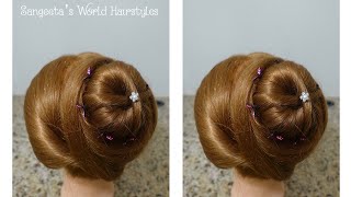 Fancy Bun Hairstyle • Sangeeta's World - Hairstyles