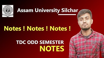 TDC ODD Semester Notes | TDC Odd Semester Exam | Assam University Silchar | Career Study #aus