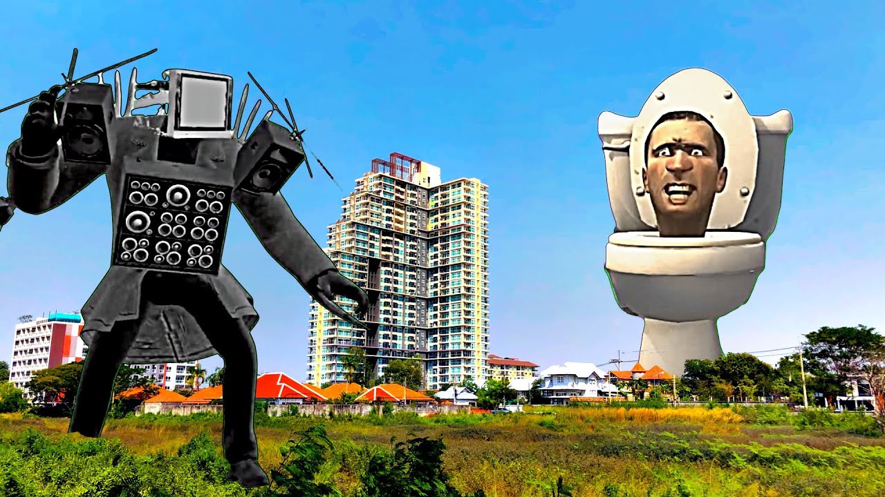 Скибиди Туалет против Титана Камерамена в реальном Городе