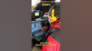 Amateur Radio operator John contacts a station in Long Island NY on winter field day from Toronto