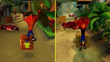 CRASH BANDICOOT Original PS1 VS Remastered PS4 Gameplay Comparison 2017
