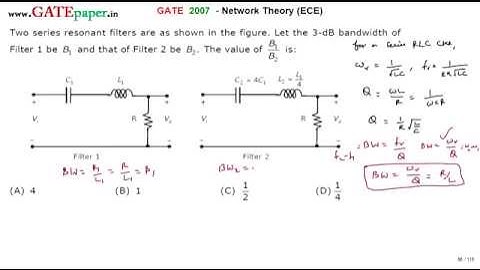 GATE 2007 ECE Find the ratio of bandwidths of series RLC circuit if component  values altered
