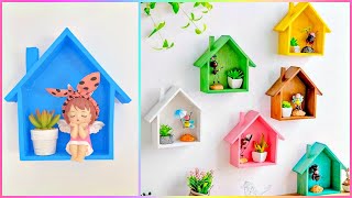 DIY - How to make wall shelf looks like hut - Cute Wall Decor Ideas
