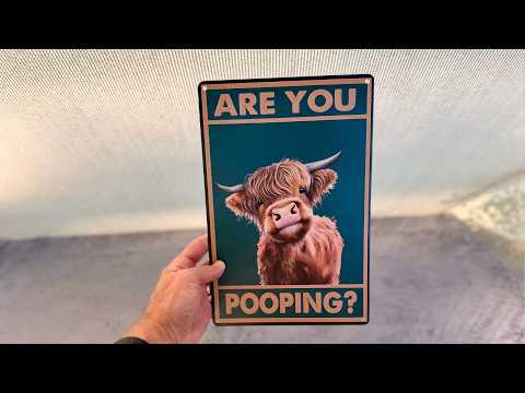 CrazySign Vintage Highland Cow Tin Sign Review | Humorous Bathroom Wall Decor