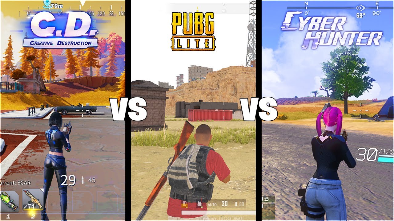 PUBG Lite Vs Cyber Hunter Vs Creative Destruction | 1080p 60FPS