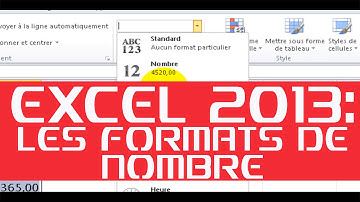 EXCEL 2013 : LES FORMATS DE NOMBRE