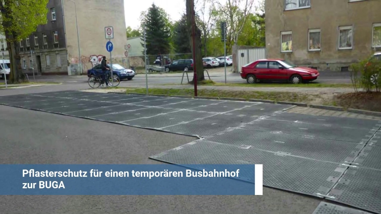 Pflasterschutz für einen temporären Busbahnhof zur BUGA