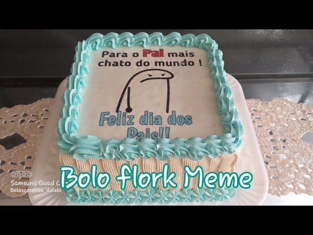 Bolo flork Meme com papel arroz e chantininho. 