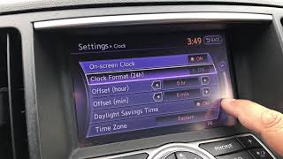 How to set the clock on a 2013 Infinity G37.
