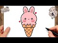 ????????How to Draw a Cute Bunny Ice Cream | Easy Kawaii Drawing for Kids and Toddlers!