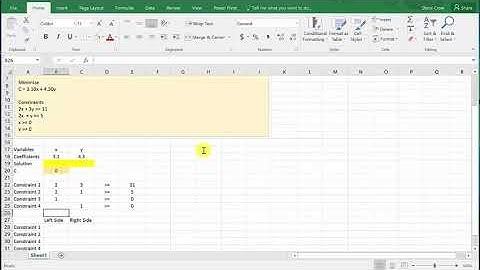 Excel - Linear Programming (Minimize Cost)