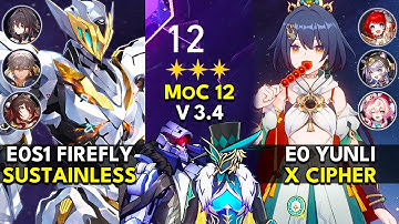 E0S1 Firefly Sustainless & E0 Yunli x Cipher | Memory of Chaos Floor 12 (3 Stars) |Honkai: Star Rail