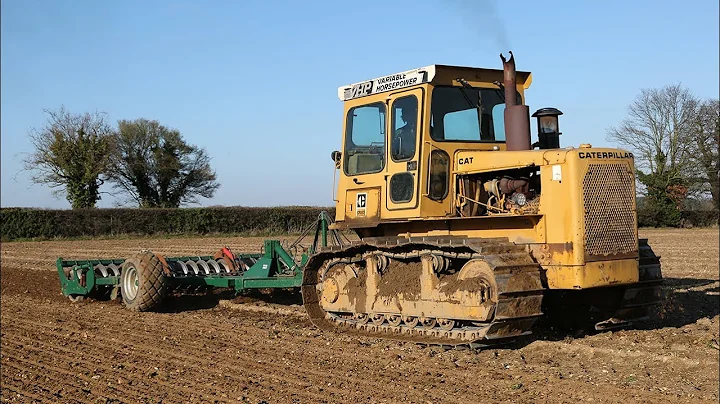 Subsoiling with classic 1985 Caterpillar (Cat) D6D SA VHP crawler with trailed 7-leg Cousins V-Form