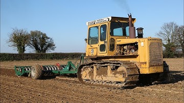 Subsoiling with classic 1985 Caterpillar (Cat) D6D SA VHP crawler with trailed 7-leg Cousins V-Form