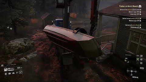 Stealing boat with log crane in SnowRunner