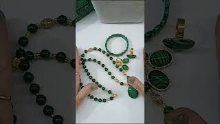 I create jewelry! Очень красивый  комплект из натурального малахита#youtubeshorts