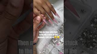 You can hear the grunt after the diamonds fell off because whyyyy😂🫤 #nailartdesigns #howto #asmr