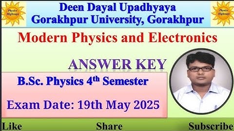 Answer key-2025|| Modern Physics & Electronics|| BSc Physics 4th sem|| #answerkey #ddu