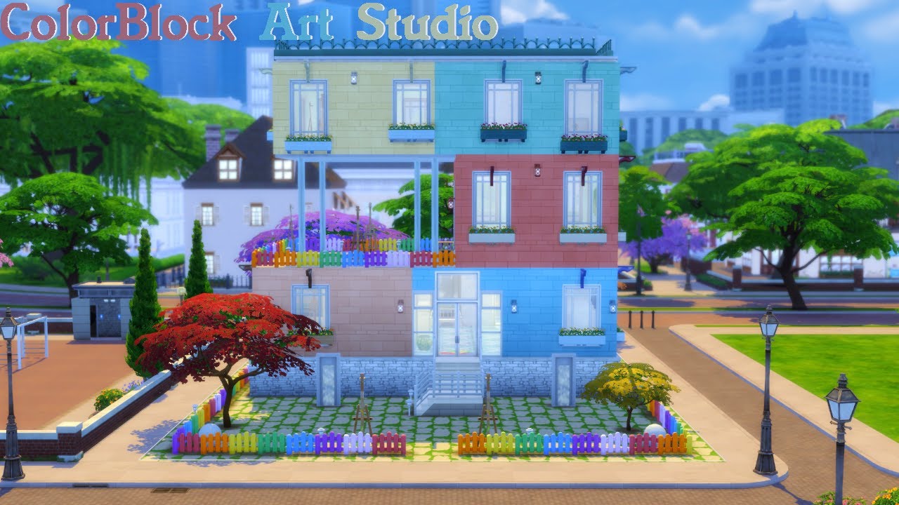 The Sims 4: Colorblock Art Studio Speed Build 🏠🎨 - YouTube