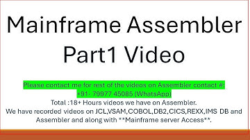 Mainframe Assembler Programming (Part1) | HLASM |  Assembler Training