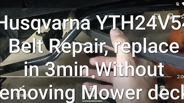 Husqvarna YTH24V54 Belt Replacement in under 3 min without removing Mower Deck, Remove only 2 screws