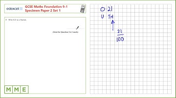 GCSE Maths EDEXCEL Specimen Set 1 Foundation     Paper 2   Q3 Decimals to fractions