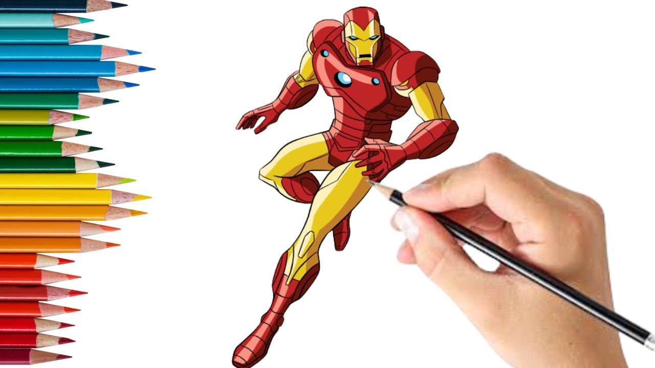 how to draw iron man flying