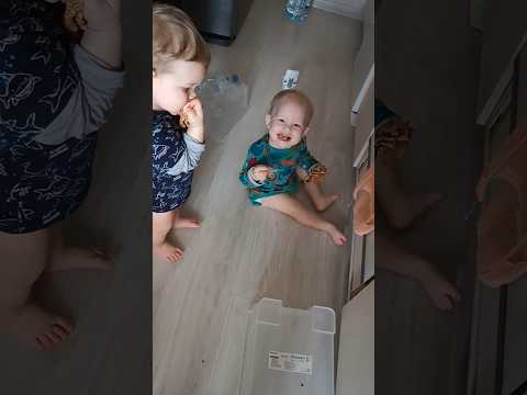 дотянулись до блинов 🥞😁🤦🏼♀️ убрала с одного стола, но не учла что дотянутся до другого #двойняшки