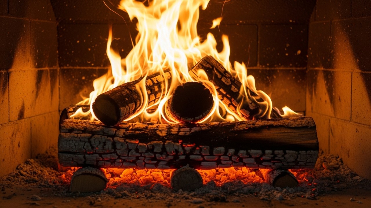 Burning Fireplace with Cozy Crackling Fire Sounds for Sleep, Study and Stress Relief