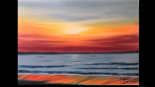 #473 How to paint acrylic sunset for beginners