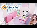 Blender 3D REAL TIME kawaii room with cute Panda real sound tutorial