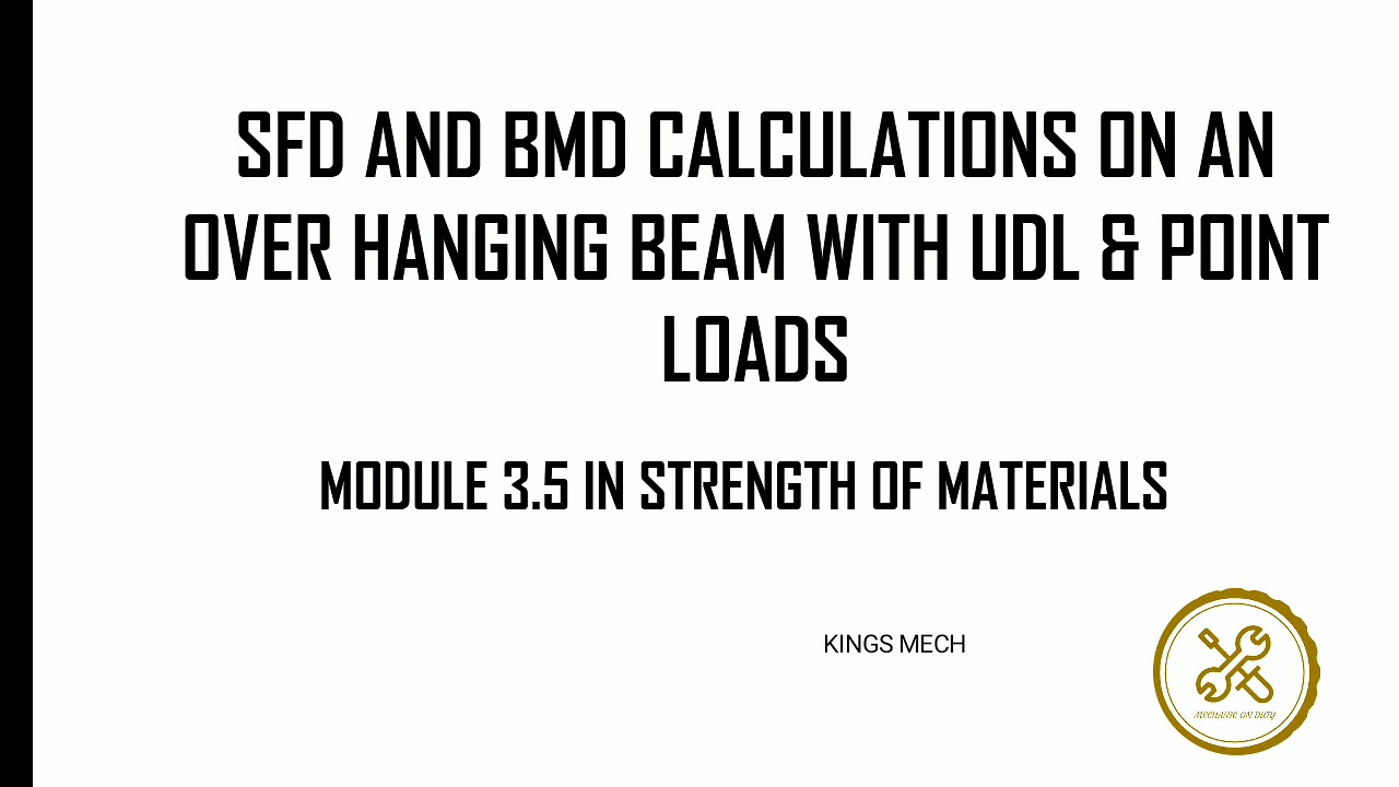 SFD and BMD on over hanging beam with UDL and point loads in Tamil ...