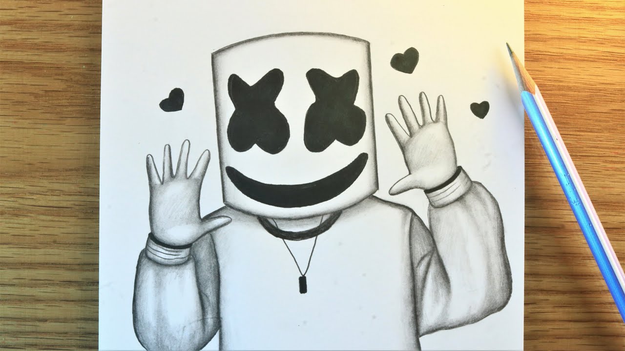 How to draw Marshmallow  Alan Walker with Pencil Sketch  Sketching Video   Learn to Draw  YouTube