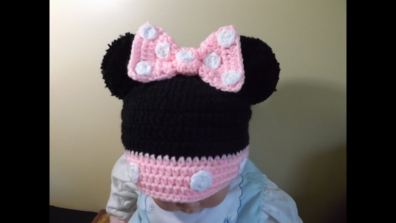 Crochet Gorrito Minnie Mouse de 3 a 6 meses - YouTube