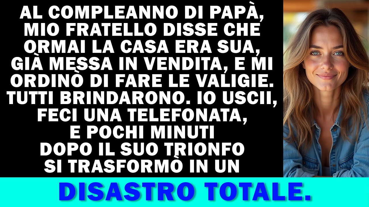 Mio fratello Ryan si alzò al settantesimo compleanno di papà e annunciò davanti a tutti che avrebbe venduto la casa e mandato nostro padre in una casa di riposo. Poi si girò verso di me e disse:...
