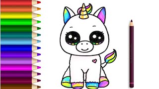 how to draw unicorn step by step for kids and toddlers.#kidsdrawing #learncolor #viral #unicorn