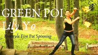 Fire Poi Freestyle Spinning 🔥 Lily Yo in the Mountains Forest