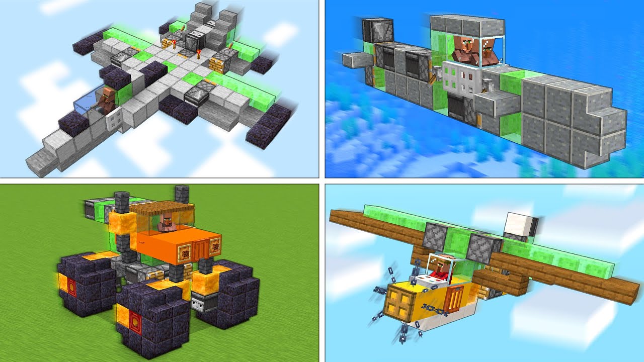 MINECRAFT: FIGHTING ROBOT, FIGHTER AIRCRAFT, TANK, AUTO STAIRS, ALARM  CLOCK, HIDDEN LAMP: 99+ REDSTONE Build Hacks (Vol 5) by YTB Eagle Craft