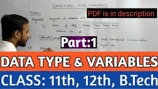 Data type and variables | Part-1 | Computer Science with Python | Sagar Shrivastav
