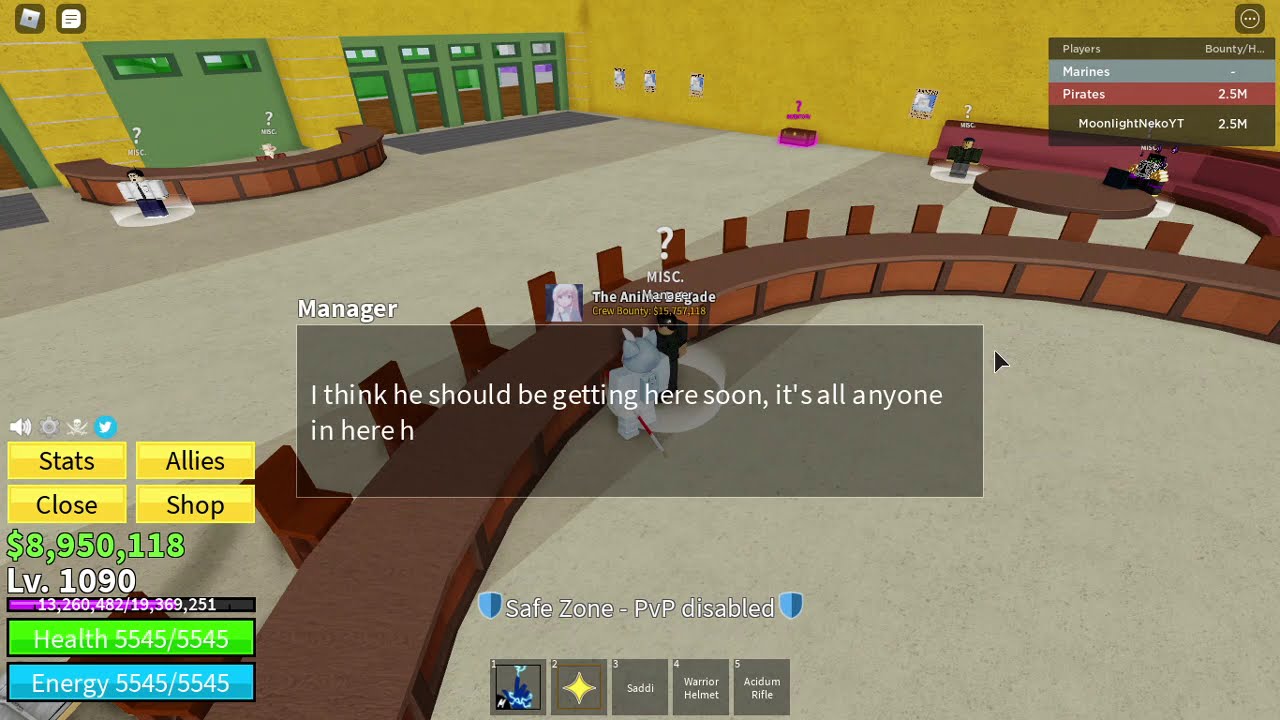 Blox Fruits manager going from It's still too early for you to be here  but then a few minutes later he says Meh, he left not too long ago  Someone explain. 