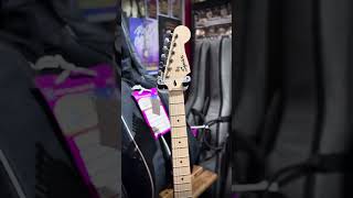 Squier FSR Sonic Stratocaster Electric Guitar w/Black PG &amp; White Plastic Parts, Maple FB, Black