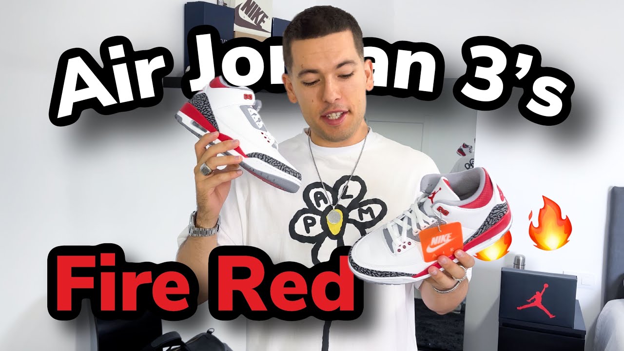 jordan 3 fire red on feet