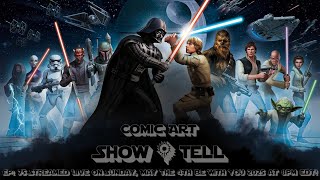 Comic Art Show & Tell #75 - The Art of Star Wars!
Hey Folks! Welcome to the 75th episode of Comic Art Show & Tell, which I only noticed 10 days before this streams live, falls on May 4th, the unofficial Star Wars Day! So although a franchise like Star Wars deserves Show & Tell worthy of a lot more preparation and planning, I just didnt have the luxury of a lot of time but I also didnt want that to deter me from taking advantage of the date falling on a Sunday this year and still moving forward with a show focused on this IP which is beloved by so many people all around the world.
So with that being said, I hope youll join me LIVE if possible, as we take a look at some cool and fun Star Wars themed comic book art and maybe some non-comics illustration art as well. At the time of this posting, Kavi H will be joining me, though who else (if any) may be in the studio with us is still undetermined. But Ill certainly have at least one Star Wars loving friend hanging out with me!
CHAPTERS/TIMESTAMPS:
00:00 Intro - Chatting about this and that with my co-hosts and the Live Chat Crew
22:41 - Darth Vader & Stormtroopers commission by Butch Guice
28:02 - Respawn Entertainment RTS Game Art by as yet uncredited artist
31:42 - Star Wars Tales Cover by Lee Bermejo
38:04 - Star Wars: The Phantom Menace Darth Maul Cover by Hugh Fleming
41:39 - Star Wars Montage Commission by Gene Colan
46:39 - Leia, Jabba, Bib Fortuna & Salacious Crumb Commission by Frank Brunner
49:51 - Full Color Star Wars Illustration by Jean Gireaud (Moebius)
55:25 - Star Wars newspaper strip daily art by Dave Stevens
01:00:03 - Star Wars 25th Anniversary Illustration by Yelena Morozenko
01:06:09 - Chatting about this and that with my co-hosts and the Live Chat Crew
01:13:32 - Star Wars: Return of the Jedi Cover by Bill Sienkiewicz
01:17:02 - Star Wars Ewok Cover by Cynthia Martin
01:10:21 - Is Star Wars really intended for 10 to 15 year olds?
01:26:44 - Star Wars Luke Skywalker Cover by Cynthia Martin
01:33:57 - Star Wars Wedge Antilles Cover by Bob Layton
01:37:49 - Star Wars Lumiya Cover by Cynthia Martin
01:45:54 - Star Wars Han Solo & Jaxxon Cover by Gil Kane & Tony DeZuniga
01:49:19 - Star Wars Cover by Tom Palmer
01:52:23 - Addressing live viewer comments
01:59:12 - Star Wars Luke & Leia Cover by Michael Golden
02:06:05 - Star Wars Stormtrooper & Leia Cover by Bob McLeod
02:09:58 - Do Stormtroopers have numbers on their back?
02:15:08 - Star Wars Obi-Wan Kenobi Cover by Carmine Infantino & Bob Wiacek
02:20:25 - Star Wars Chewie, Luke, Han, Jawas & Sandcrawler Cover by Infantino & Bob Wiacek
02:23:20 - Star Wars 100th issue Anniversary Painted Cover by Tom Palmer
02:26:38 - Star Wars Darth Vader Cover by Ron Frenz & Tom Palmer
02:32:27 - Star Wars Cover by John Byrne & Terry Austin
02:35:32 - Star Wars Darth Vader and Princess Leia Cover by Infantino & Bob Wiacek
02:40:01 - Star Wars Luke, Chewie and Han Solo Cover by Rick Hoberg & Dave Cockrum
02:43:52 - Star Wars Darth Vader Chessboard Cover by Infantino & Bob Wiacek
02:49:09 - Star Wars Wheel of Death Skull Cover by Infantino & Bob Wiacek
02:53:04 - Star Wars Darth Vader and Millenium Falcon Cover by Infantino & Bob Wiacek
02:56:38 - Star Wars Stormtrooper & Han Solo Cover by Bill Sienkiewicz
03:00:25 - Star Wars First Issue Cover by Howard Chaykin & Tom Palmer
03:03:09 - Howard Chaykin hates doing cover recreations and also hates Star Wars
03:07:50 - Star Wars Reinterpretation of Infantino/Austin Cover by Arthur Adams
03:14:02 - Closing out the show
LINKS:
Kavi H:
https://www.comicartfans.com/GalleryDetail.asp?GCat=132589
Jeff Wedding:
https://www.comicartfans.com/GalleryDetail.asp?GCat=41669
Rubén DaCollector
https://www.comicbookartgallery.com/artdropnewsletter.asp
https://www.comicartfans.com/GalleryDetail.asp?GCat=30114
https://www.facebook.com/ruben.dacollector
https://www.instagram.com/rubendacollector/ Comic Art Show & Tell #75 - The Art of Star Wars!
