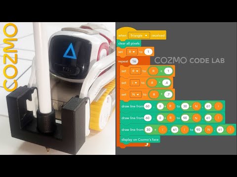 Cozmo drawing Geometric Shapes holding a pen  - Code Lab Constructor Mode by Anki