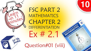 Exercise#2.1 Question#1 Part(viii) | Chapter#2 |Differentiation |FSC Math Inter- Part2| Maths Book2