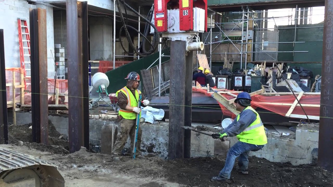 EMV 300 Driving H Piles for foundation shoring YouTube