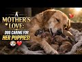 A Mother’s Love: Dog Caring for Her Puppies 🐶❤️”